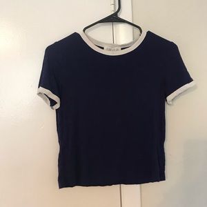 Blue and White Crop Top